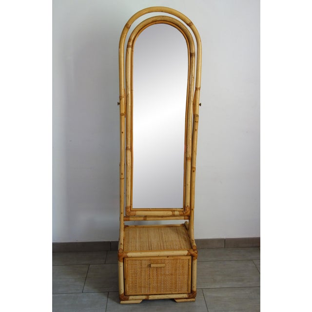 Wicker and Bamboo Cheval Mirror, 1970s For Sale - Image 18 of 18