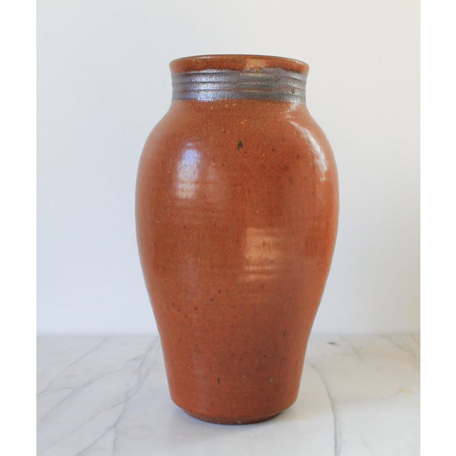 Late 20th Century Vintage Studio Art Pottery Vase W/ Floral Motif For Sale - Image 5 of 9