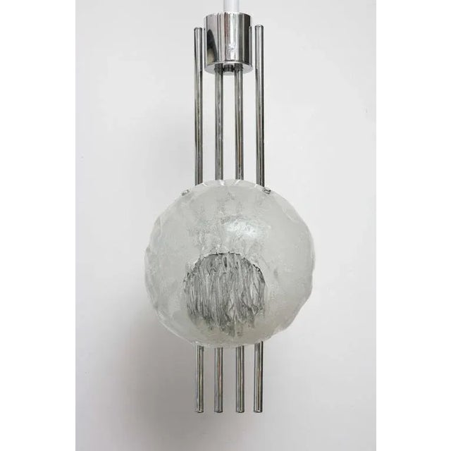 Angelo Brotto Pendant Lamp for Esperia. Mid-Century Modern Chrome and Glass Pendant Light Fixture. Wired for the U.S. and...