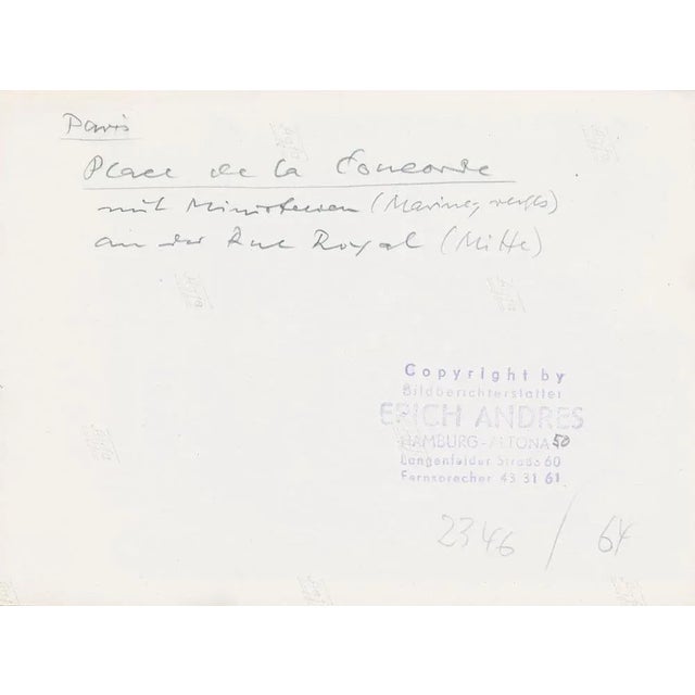 Place De La Concorde, France, 1950s, Black & White Photograph For Sale - Image 4 of 5