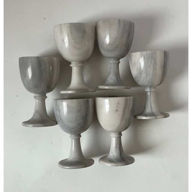 Asian Vintage Gray Marble Sake Liquor Cordial Set Tray and Glasses Set- 8 Pieces For Sale - Image 3 of 10