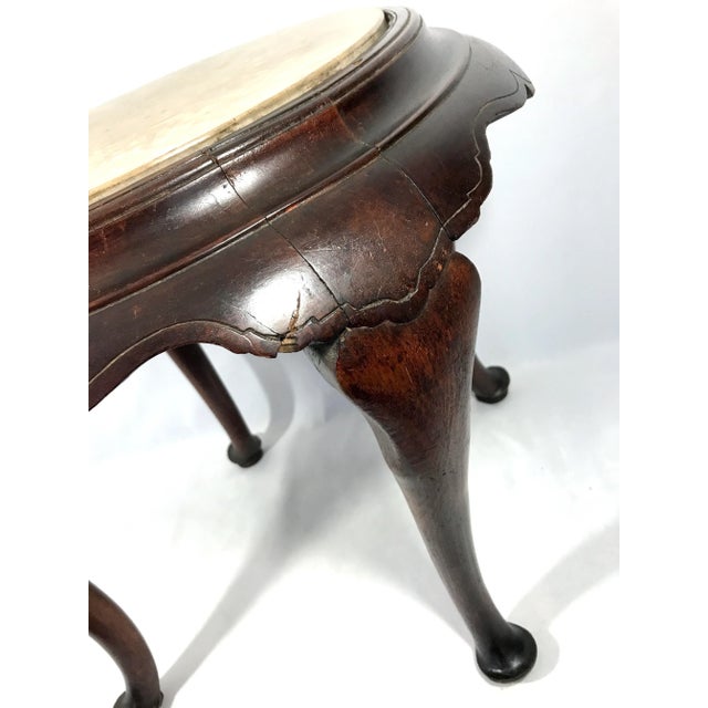 Wood 18th Century Queen Anne Period Marble Top Round Side Table or Pedestal / Stand For Sale - Image 7 of 11