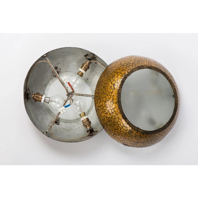 1950s 1950s Spanish Round Gilt Metal Wall Sconces - a Pair For Sale - Image 5 of 10