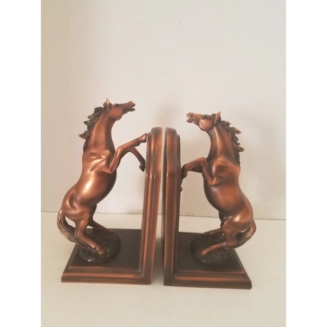 Vintage 1980s Bronzed Equine Bookends W/ Walnut Base - Set of 2 For Sale - Image 9 of 9