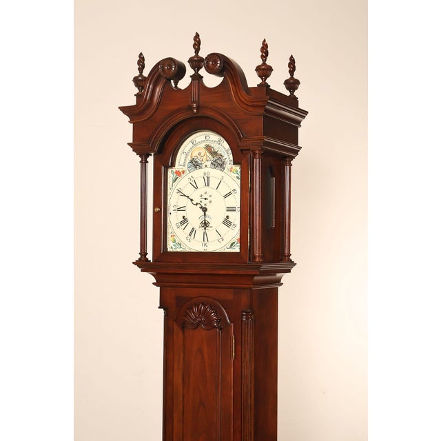 Wood Sligh John Goddard Cherry Newport Tall Cased Grandfather Clock For Sale - Image 7 of 18