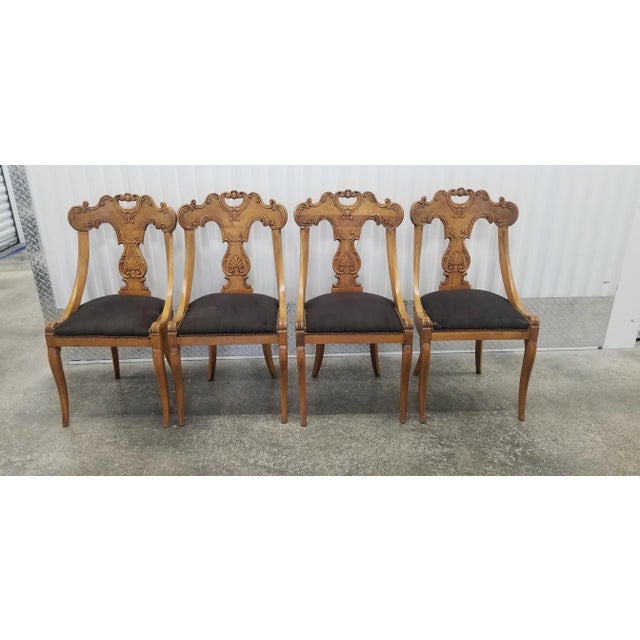 19th Century Highly Carved Backs Biedermeier Side Chair- Set of 4 For Sale - Image 12 of 12