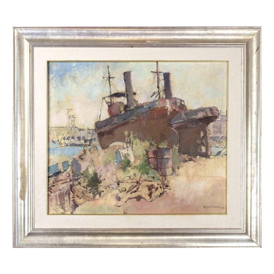 Dimitri Godycki Cwirko, Beached Boat, 1957, Oil on Canvas, Framed For Sale