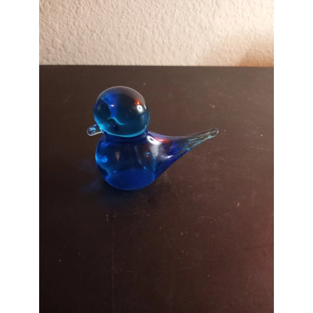 Glass 1980s Blue Art Glass Birds Set of 2. For Sale - Image 7 of 8