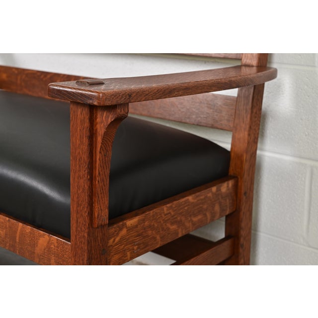 Wood L. & J. G. Stickley Antique Mission Oak Arts & Crafts Bench or Settee, Circa 1910 For Sale - Image 7 of 11