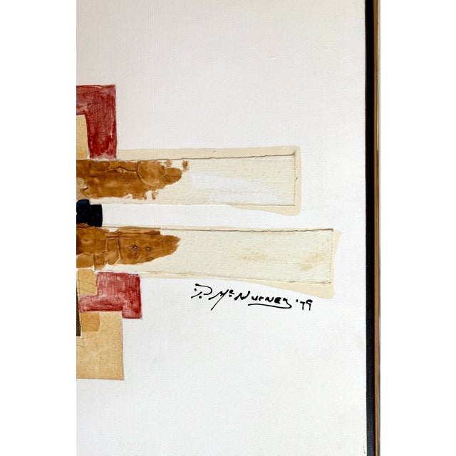 Vintage Boho Mixed Media Abstract Oil Painting on Canvas For Sale In West Palm - Image 6 of 6