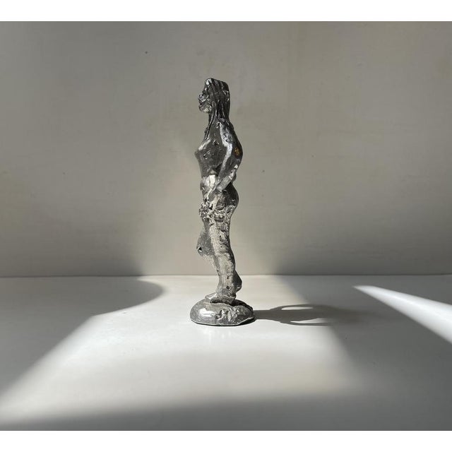 Vintage Myron Female Sculpture in Silver-Plated Pewter, 1980s For Sale - Image 3 of 7
