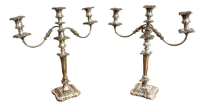 Antique Victorian Ornate Silver-Plated Candelabras, 1860, Set of 2