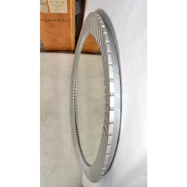 1980 Pair Decorative Oval Fluted Silver Sunburst Wall Mirrors Mid-Century Modern For Sale - Image 9 of 13