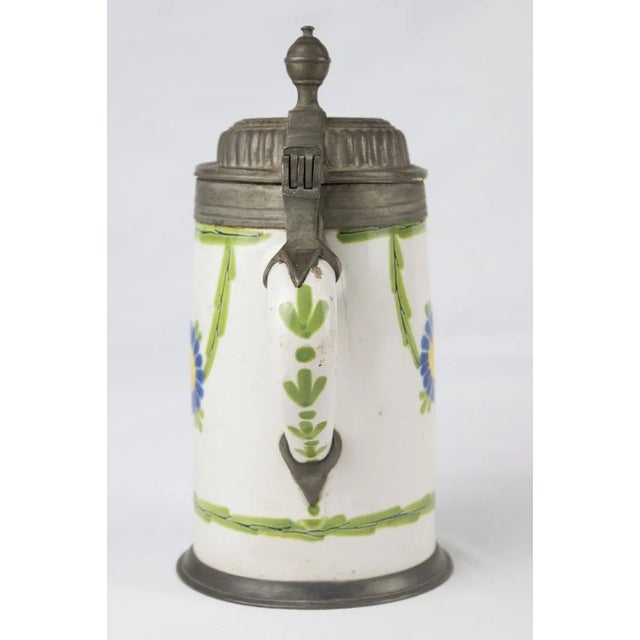 Blue Antique Beer Mug with Floral Decorations For Sale - Image 8 of 11