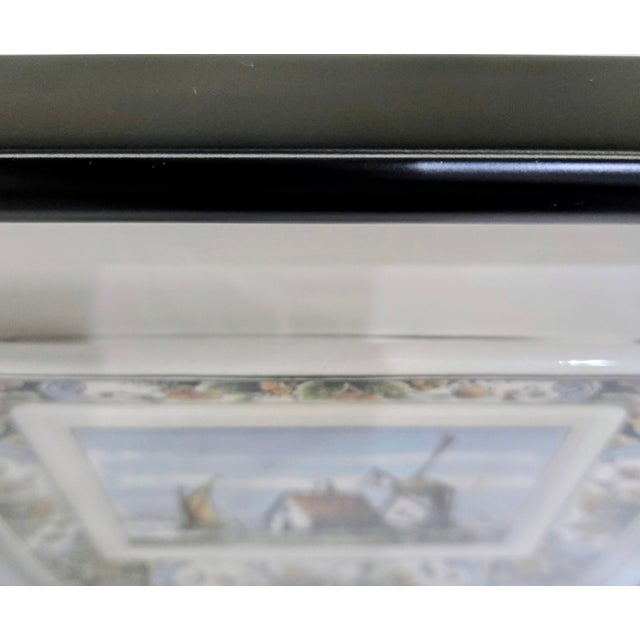 Black Westraven Delft Hand-Painted Dutch Landscape Plaque in Black Frame, Art 24-102 For Sale - Image 8 of 9
