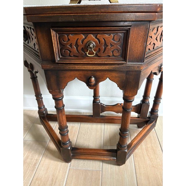 L. & J.G. Stickley, Inc. 1920s Tobey Hinged Octagonal Game Table For Sale - Image 4 of 6