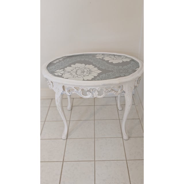 French 1970s Hand Painted French Style Coffee Table With Removable GlassTop For Sale - Image 3 of 10