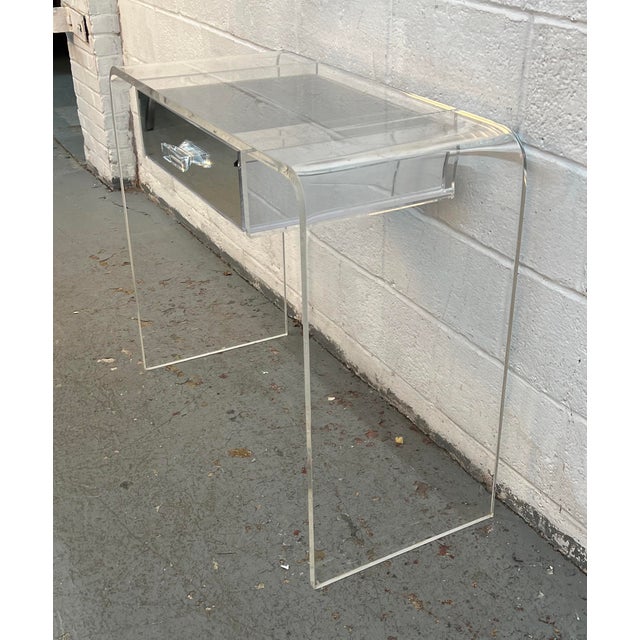 Vintage Lucite Waterfall Vanity Desk For Sale - Image 4 of 11