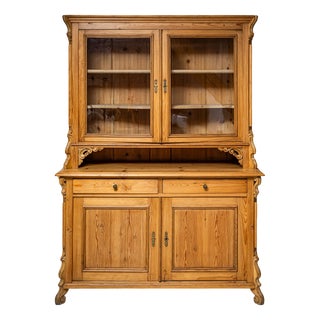 German Pine Display Cabinet, Late 19th Century For Sale