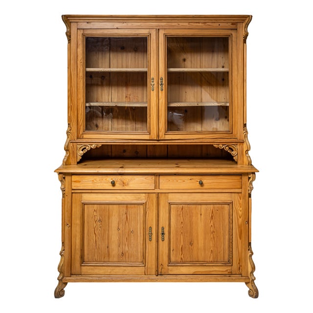 German Pine Display Cabinet, Late 19th Century For Sale