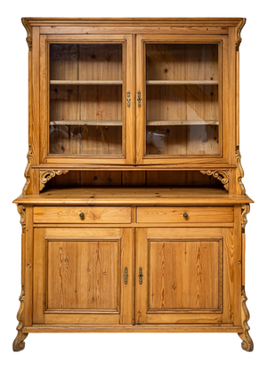 German Pine Display Cabinet, Late 19th Century