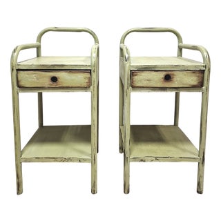 Vintage Green Metal Bedside Tables, 1950s, Set of 2 For Sale