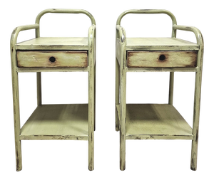 Vintage Green Metal Bedside Tables, 1950s, Set of 2