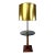 Early Mid Century Brass & Wood Floor Lamp With Marble Table, Double Socket, Circa 1930s–1940s For Sale