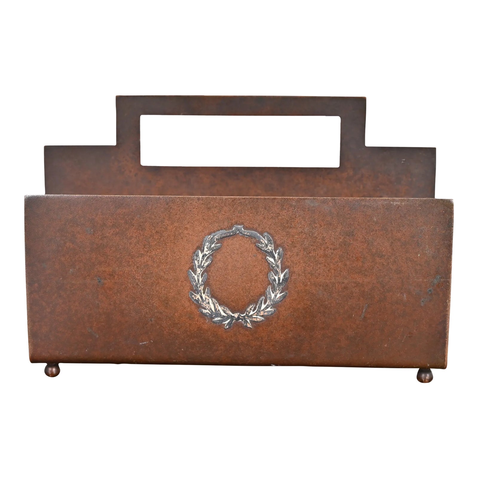 Heintz Arts & Crafts Sterling Silver on Bronze Letter Rack | Chairish