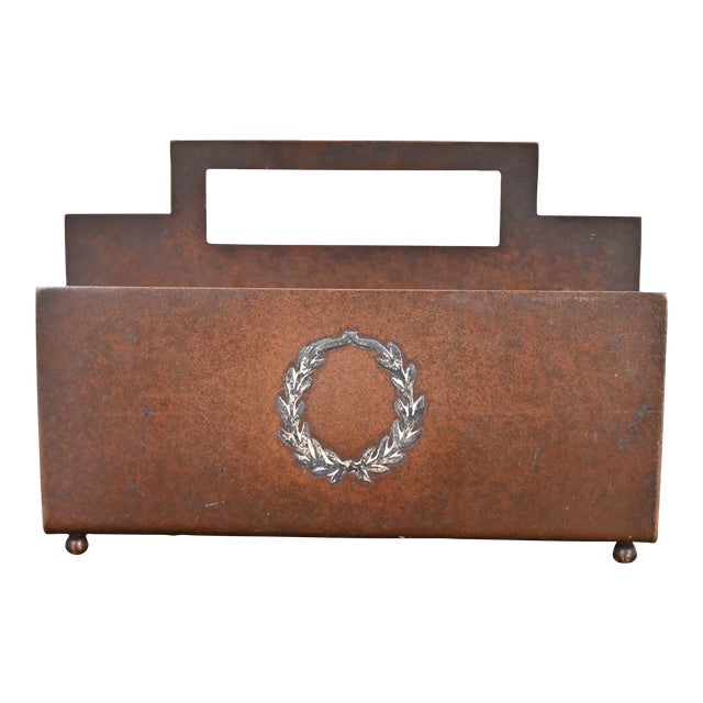 Heintz Arts & Crafts Sterling Silver on Bronze Letter Rack For Sale