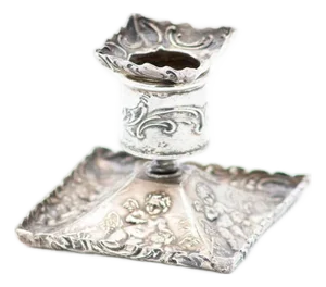 Silver Candlestick with Square Base