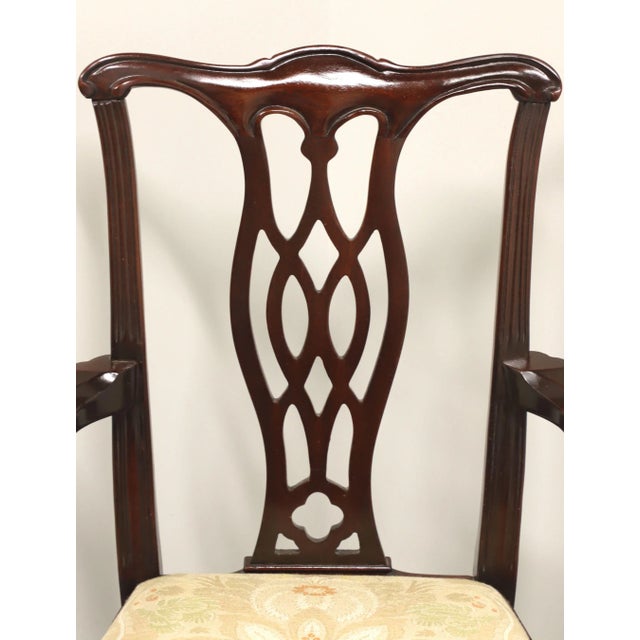 Late 20th Century Late 20th Century Solid Mahogany Straight Leg Chippendale Armchair For Sale - Image 5 of 9