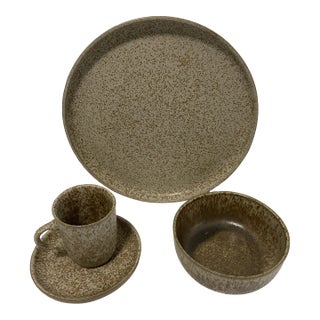 Mid Century Martz Studios Ceramic Matte Plate Bowl Dinnerware Set- 31 PCS For Sale