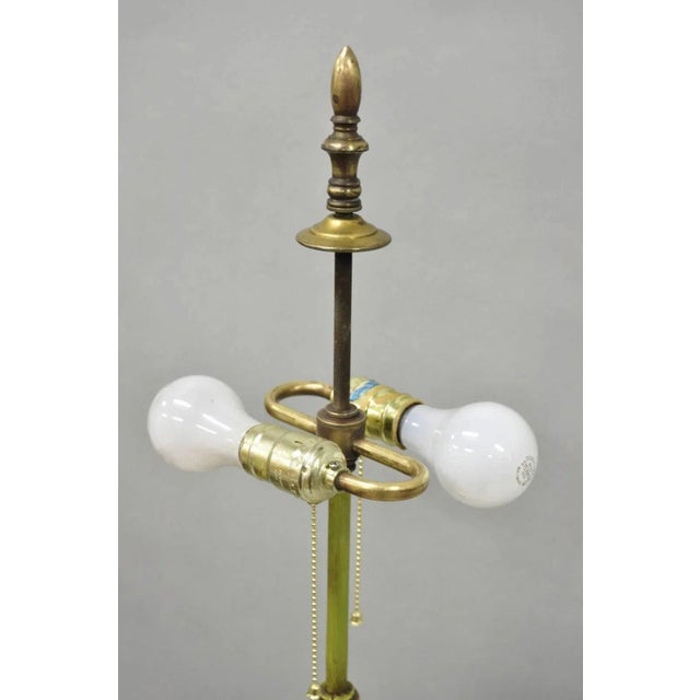 Metal Antique Spanish Renaissance Gothic Green Iron & Brass Tripod Pole Floor Lamp For Sale - Image 7 of 14