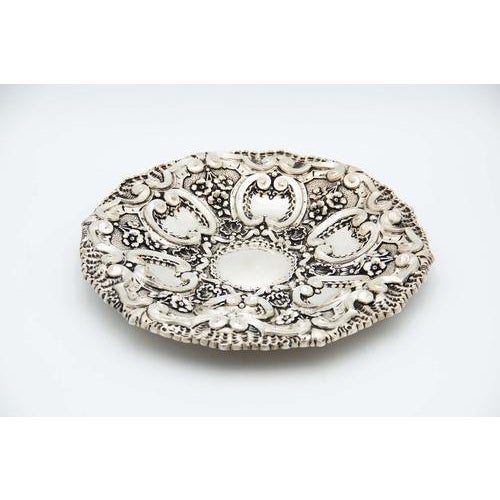 Circular Silver Wall Tray For Sale - Image 4 of 4