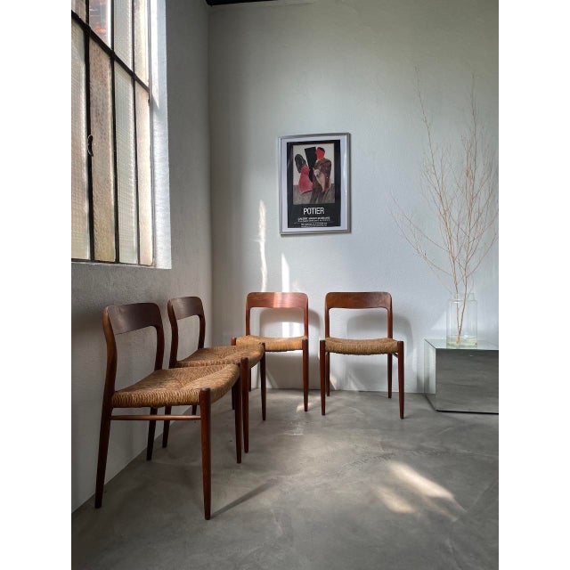 Model 75 Straw Chairs by Niels Otto Møller, 1950s, Set of 4 For Sale - Image 8 of 18