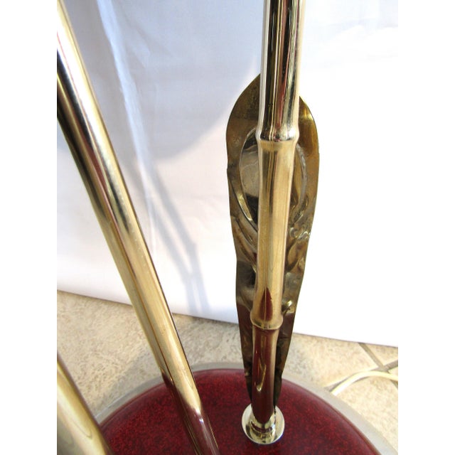 Rare Antonio Pavia Brass and Red Lacquered Wood Stork Floor Lamp Circa 1980s For Sale - Image 13 of 17