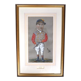 John Watts (1861-1902) Jockey Pastel Watercolour Caricature Portrait by Nap For Sale