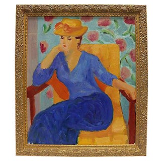 1950s French Oil Painting Of A Woman For Sale