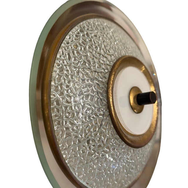 French 1940s French Art Deco Brass and Textured Glass Wall Sconces - a Pair For Sale - Image 3 of 7