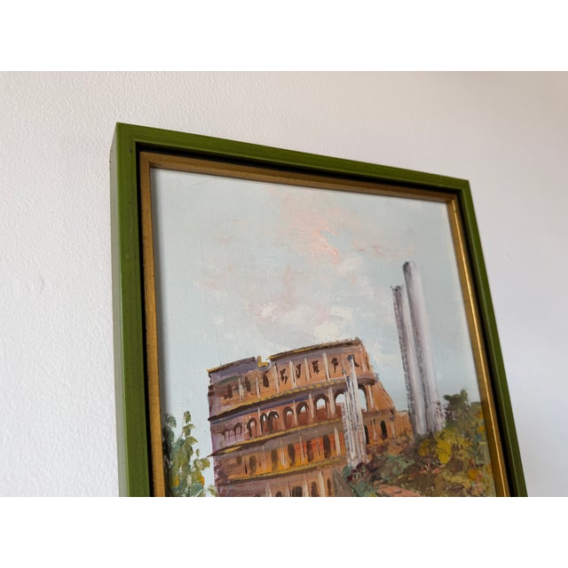 Vintage Rome Colosseum Impressionist Oil Painting on Canvas – Framed For Sale - Image 11 of 12