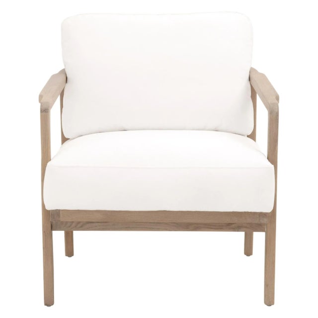 Harbor Upholstered Oak Club Chair, Pearl For Sale - Image 9 of 9