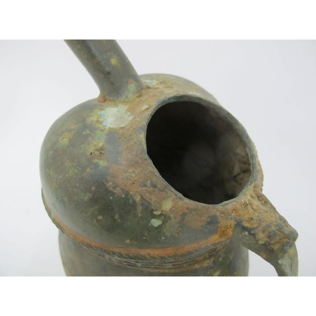 Chinese Bronze Ware Taotie Face Portable Wine Ritual Tripod Pot Vessel For Sale - Image 4 of 14