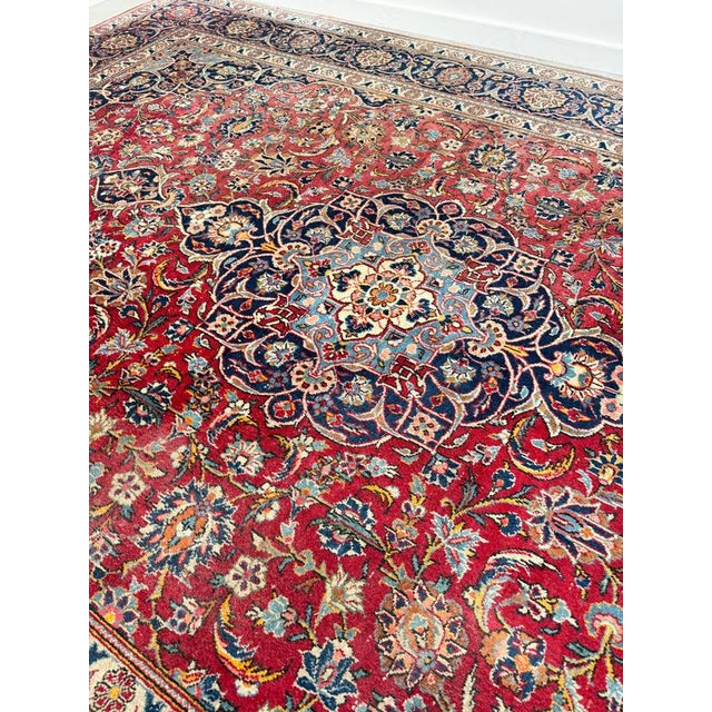 Hand-Knotted Persian Kashan Rug For Sale - Image 4 of 9