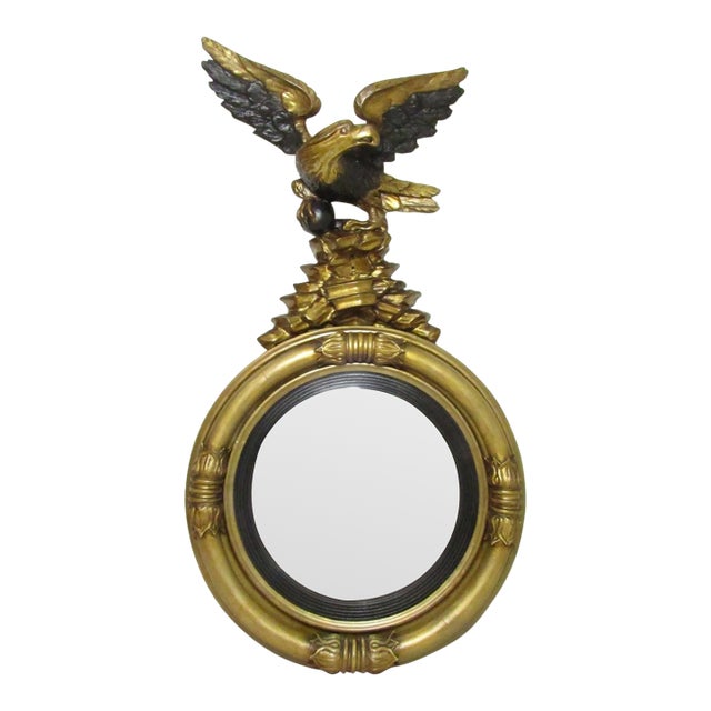 English Regency Giltwood Convex Mirror For Sale