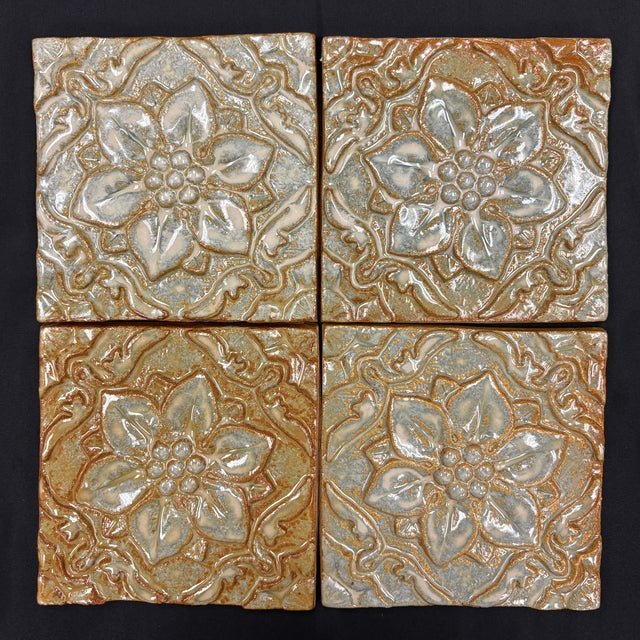 2020s Flor De Pablo Cornsilk Glazed Decorative Ceramic Tile For Sale - Image 5 of 6