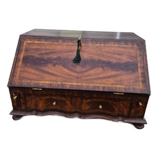 1990s Fine Maitland Smith English Georgian Inlaid Table Top Writing Desk For Sale
