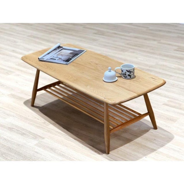 Wood Rectangular Coffee Table with Rack from Ercol, 1960s For Sale - Image 7 of 7