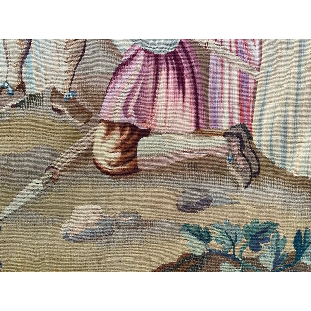 Tan 19th-Century French Wool & Silk Tapestry For Sale - Image 8 of 11