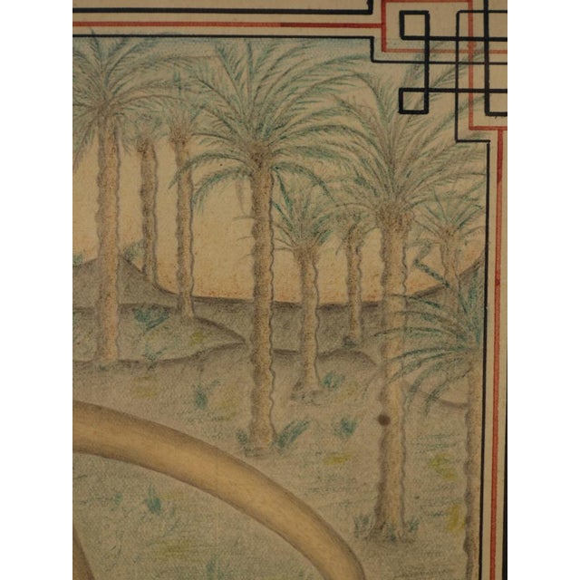 Paper French Artist, Study of a Lion in a Palm Jungle, 1870, Colored Pencil on Paper For Sale - Image 7 of 17